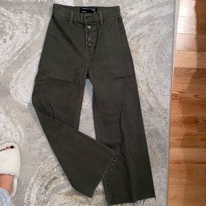 Veronica Beard wide leg olive jeans
